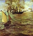 Edouard Manet Famous Paintings - The Battle Of The Kearsarge And The Alabama